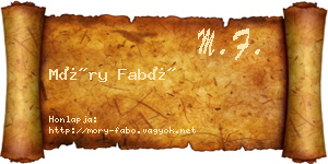 Móry Fabó névjegykártya